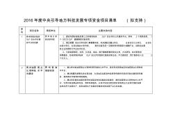 2016年度中央引導地方科技發(fā)展專項資金項目清單(擬支持)
