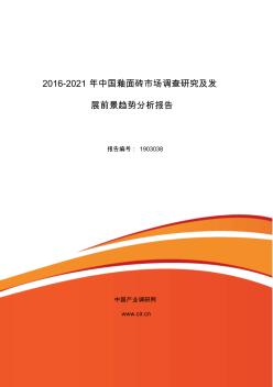 2016年釉面砖发展现状及市场前景分析报告(目录)