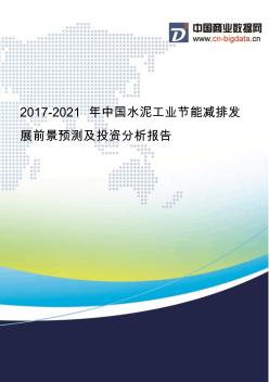 2017-2021年中国水泥工业节能减排发展前景预测及投资分析报告