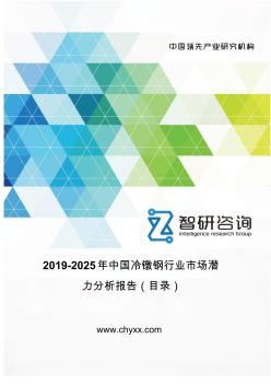 2019-2025年中国冷镦钢行业市场潜力分析报告(目录)