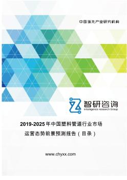 2019-2025年中国塑料管道行业市场运营态势报告(目录)