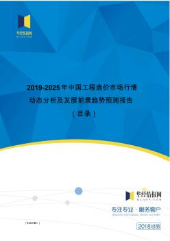 2019-2025年中国工程造价行业分析及发展趋势预测(目录)