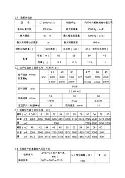 6517-7030塔吊說明書塔機參數(shù)表