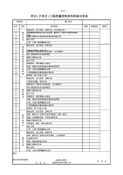 A011单位(子单位)工程质量控制资料核查记录表
