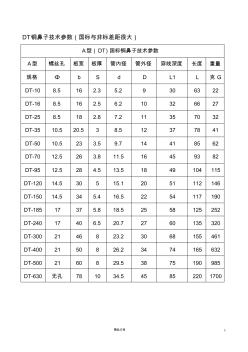 DT铜鼻子技术参数【电气计算表格】