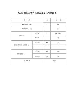 GCK低压成套开关设备主要技术参数表