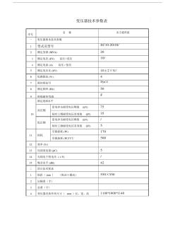 KV干式变压器全参数表(1)