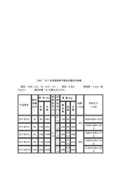 S11变压器型号参数收集资料