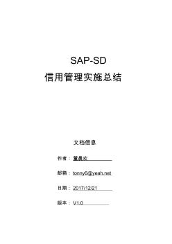 sap-sd信用管理实施总结-s4hana