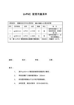 U-PVC管用量清单