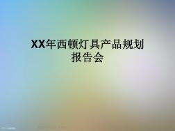 XX年西顿灯具产品规划报告会