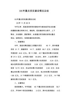 XX年重點(diǎn)項(xiàng)目建設(shè)情況總結(jié)