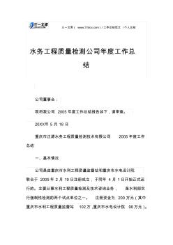 个人总结水务工程质量检测公司年度工作总结