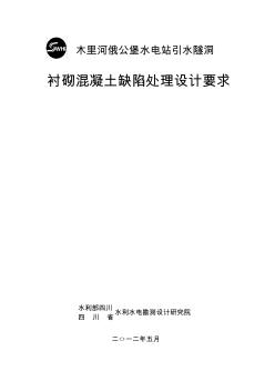 俄公堡水电站引水隧洞混凝土缺陷处理要求(出版)