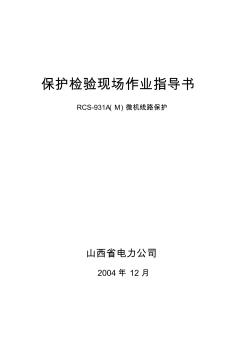 保護檢驗現(xiàn)場作業(yè)指導(dǎo)書RCS931