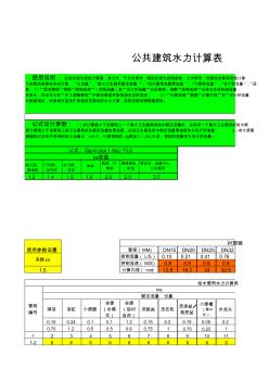 公共建筑给水管径流量计算表(v10).xls