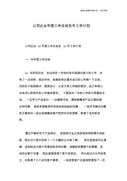 公司企業(yè)年度工作總結(jié)及年工作計(jì)劃