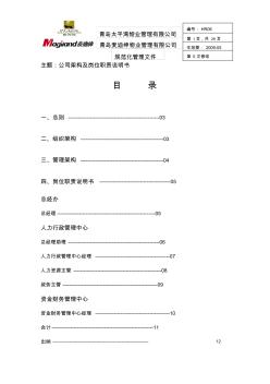 公司架构、岗位职责说明书