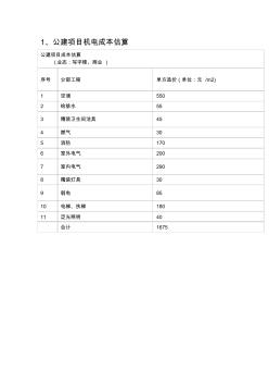 公建项目机电成本估算