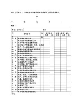 單位工程安全和功能檢驗資料核查及主要功能抽查記錄