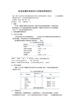 变电站通风系统设计及联动优化控制