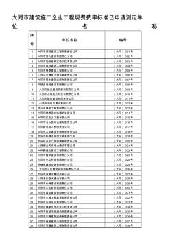 大同建筑施工企业工程规费费率标准已申请测定单位名称