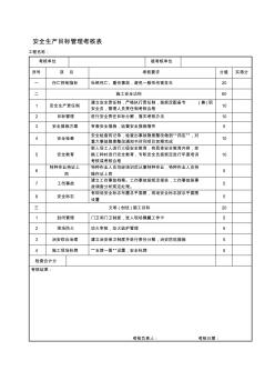 安全生产目标管理考核表(施工单位)