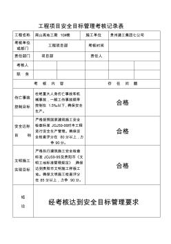 安全目標(biāo)管理考核記錄表