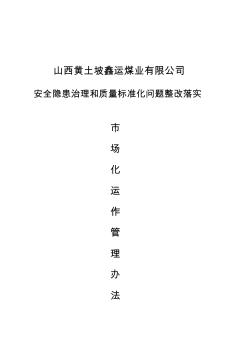 安全隱患治理和質(zhì)量標(biāo)準(zhǔn)化問(wèn)題整改落實(shí)市場(chǎng)化管理辦法