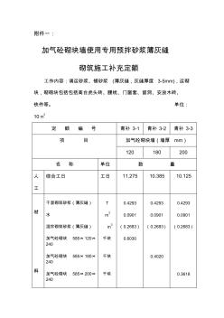 定额加气砼砌块墙使用专用预拌砂浆薄灰缝砌筑施工(20200722112135)