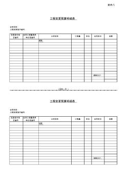 工程变更处理流程之附件八-2：工程变更预算及签证预算明细表