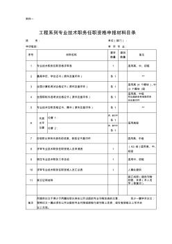 工程系列专业技术职务任职资格申报材料目录