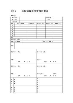 工程結(jié)算造價(jià)審核定案表