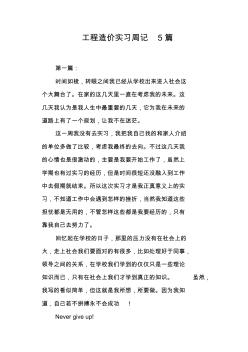 工程造價實習周記5篇