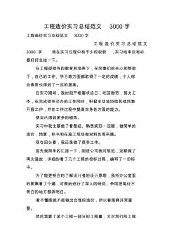 工程造价实习总结范文3000字