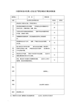 工程項目技術負責人安全生產責任制執(zhí)行情況考核表-精選【新版】