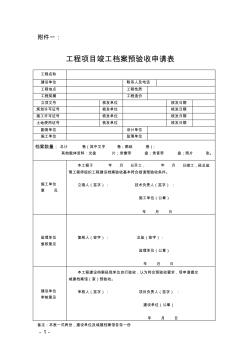 工程项目竣工档案预验收申请表