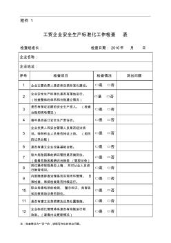 工贸企业安全生产标准化工作检查表