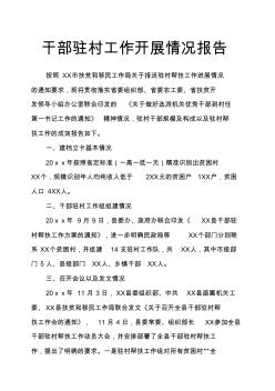 干部駐村工作開展情況報(bào)告