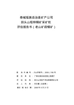 恭城瑶族自治县矿产公司回头山铅锌铜矿采矿权评估报告书(老山矿段铜矿)