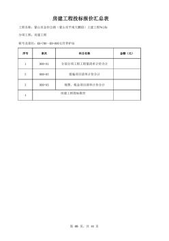 房建工程投標報價匯總表