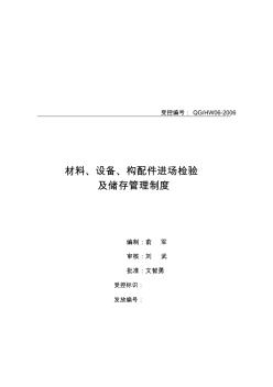 材料、设备、购配件采购、储存管理制度