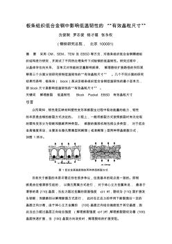 板條組織低合金鋼中影響低溫韌性的“有效晶粒尺寸”