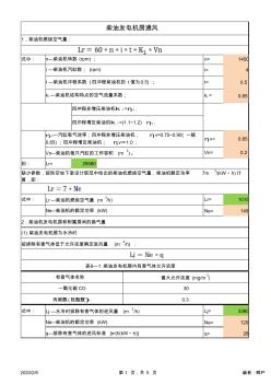 柴油发电机房、变配电房通风计算