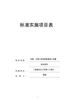 標(biāo)準(zhǔn)實(shí)施項(xiàng)目表(有毒可燃介質(zhì)管道)