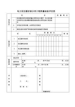 電4-1-1電力變壓器安裝分項工程質(zhì)量檢驗評定表