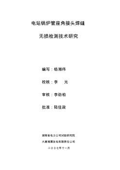 电站锅炉管座角接头焊缝无损检测技术研究报告