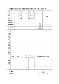 福建省农业生态环境与能源技术推广总站补充工作人员报名表