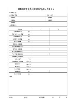 粗集料密度及吸水率试验记录表(网篮法)