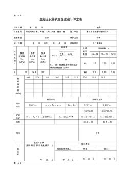 表1.4.2混凝土试件抗压强度统计评定表